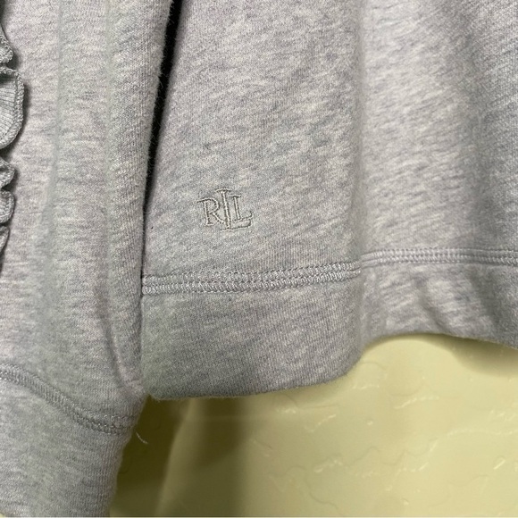 Lauren Ralph Lauren Ruffled Sleeves Pullover Sweatshirt Gray Size L - Picture 4 of 15